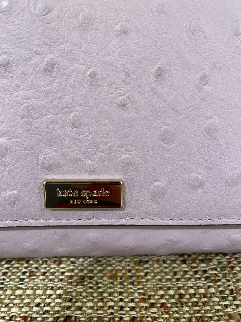 Brand new kate spade Lilac Ostrich-Embossed Over-Sized Fold Wallet